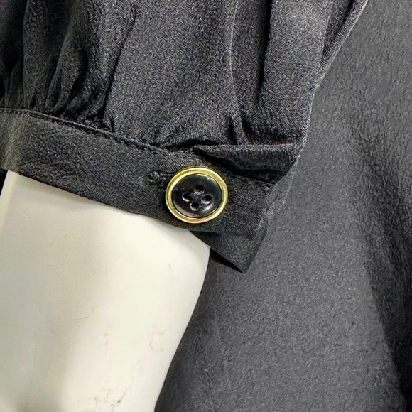 A Line Silk Black Wrap Dress Small WhimsiGoth Quiet Luxury Romantic Party - Picture 6 of 9